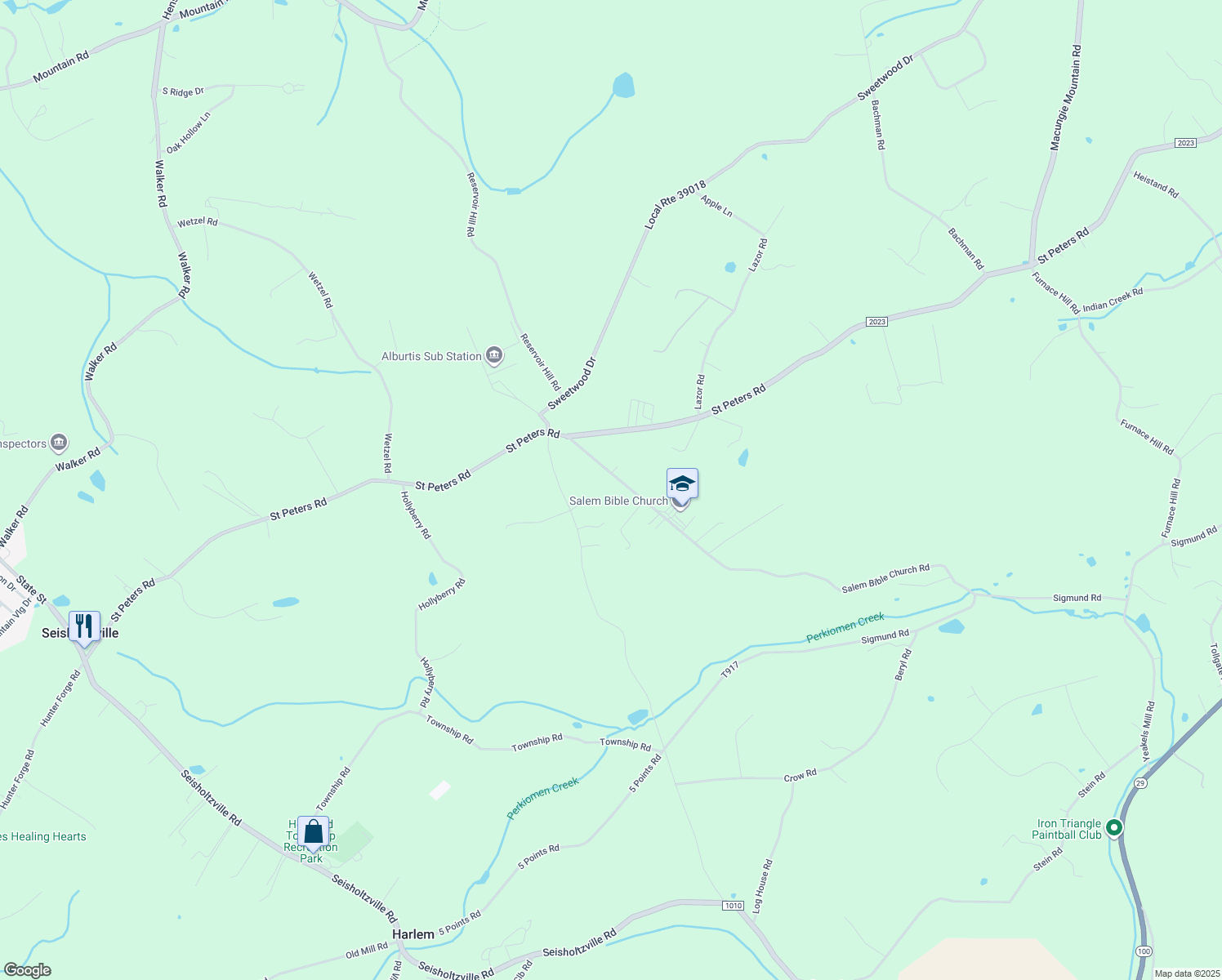 map of restaurants, bars, coffee shops, grocery stores, and more near 8114 Salem Bible Church Road in Macungie