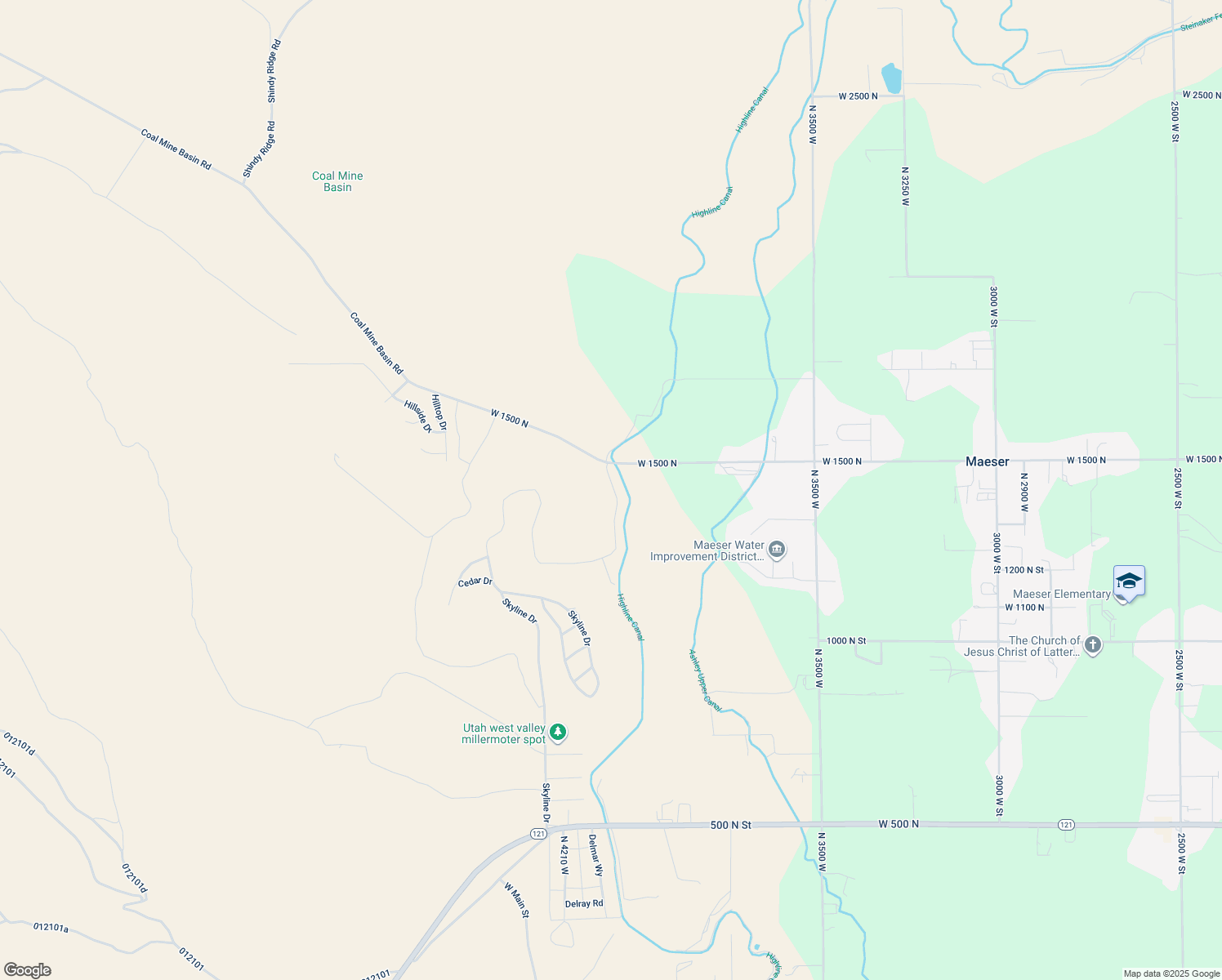 map of restaurants, bars, coffee shops, grocery stores, and more near 1462 North Yellow Hill Dr 4075 West in Vernal