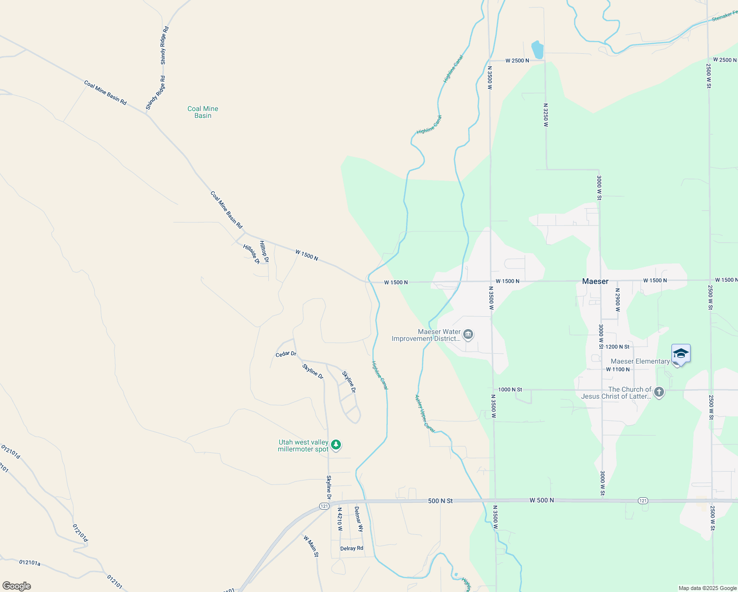 map of restaurants, bars, coffee shops, grocery stores, and more near 1462 North Yellow Hill Dr 4075 West in Vernal