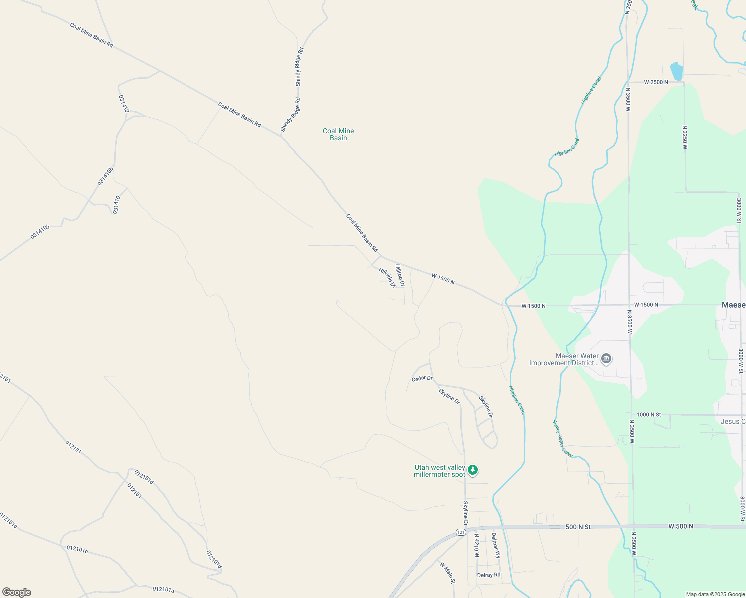 map of restaurants, bars, coffee shops, grocery stores, and more near 4571 Hillside Drive in Vernal