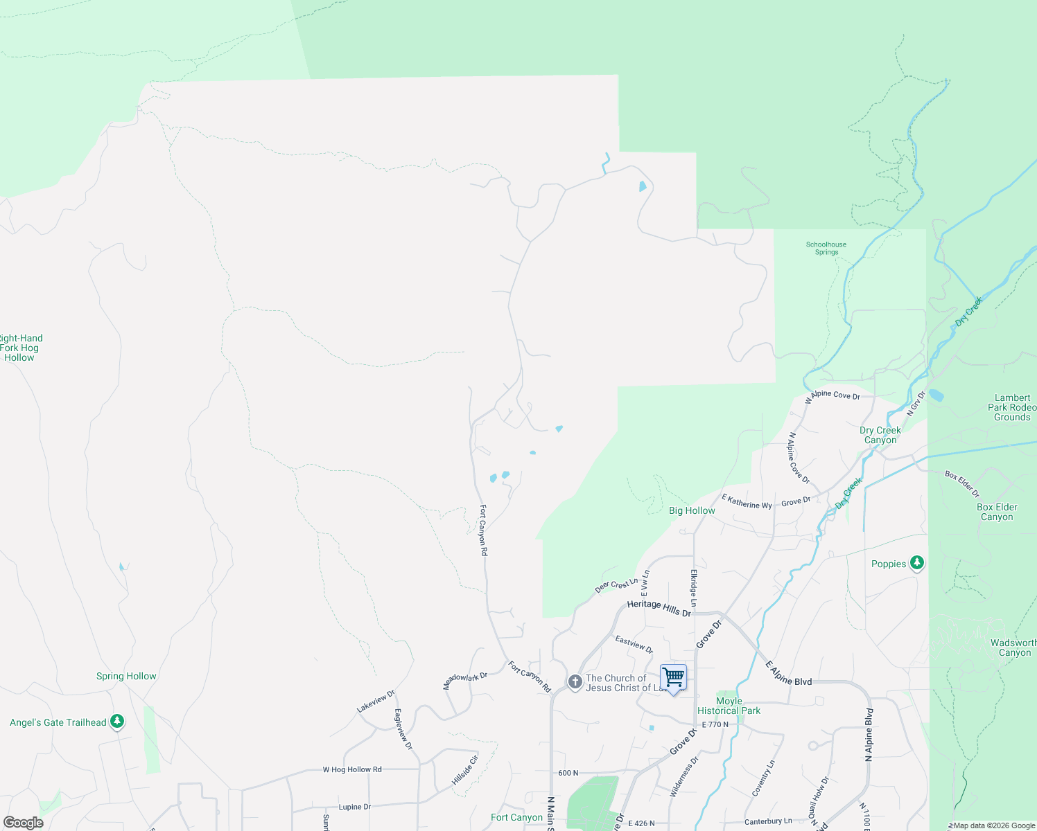 map of restaurants, bars, coffee shops, grocery stores, and more near 1873 Fort Canyon Road in Alpine