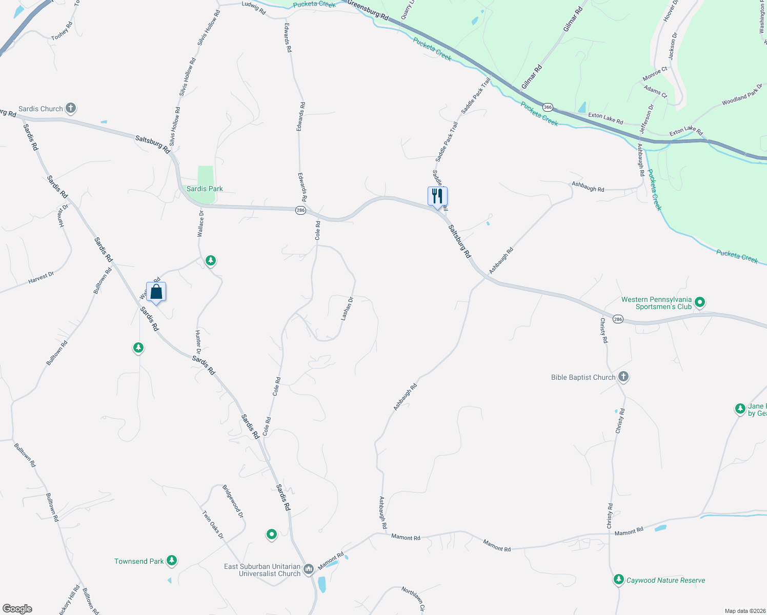 map of restaurants, bars, coffee shops, grocery stores, and more near 4308 Michel Court in Murrysville