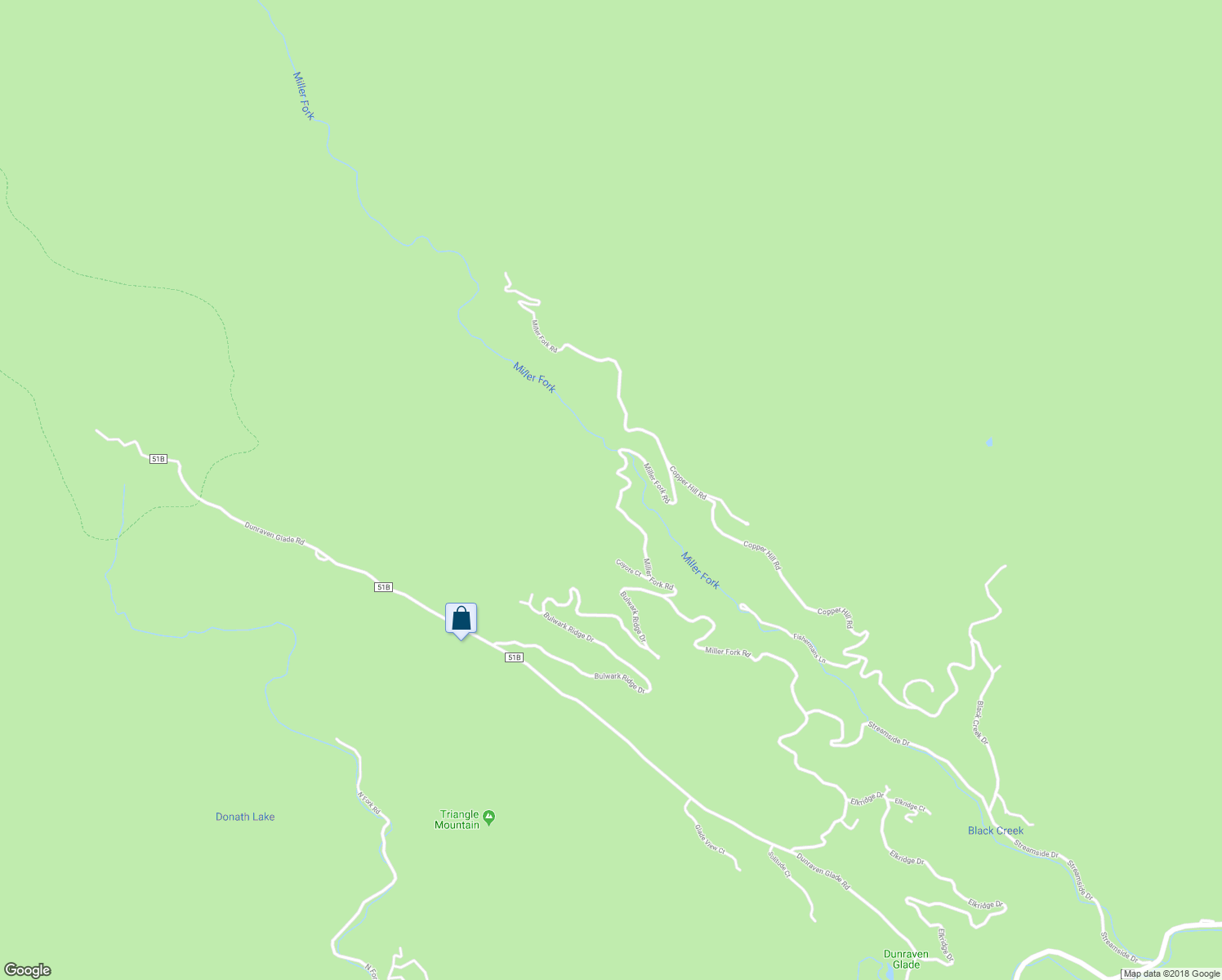 map of restaurants, bars, coffee shops, grocery stores, and more near 1741 Miller Fork Road in Glen Haven