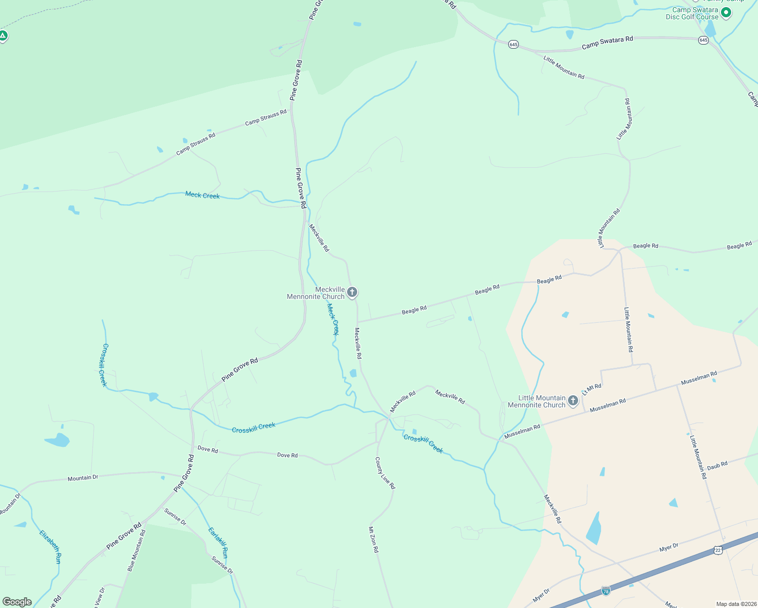 map of restaurants, bars, coffee shops, grocery stores, and more near 447 Beagle Road in Myerstown