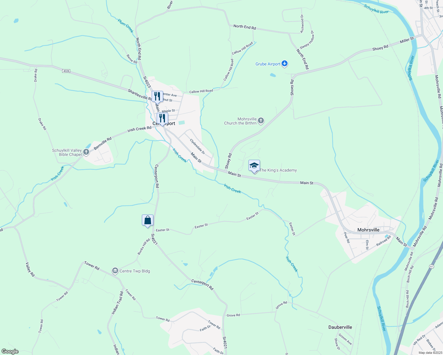 map of restaurants, bars, coffee shops, grocery stores, and more near 1813 Main Street in Mohrsville