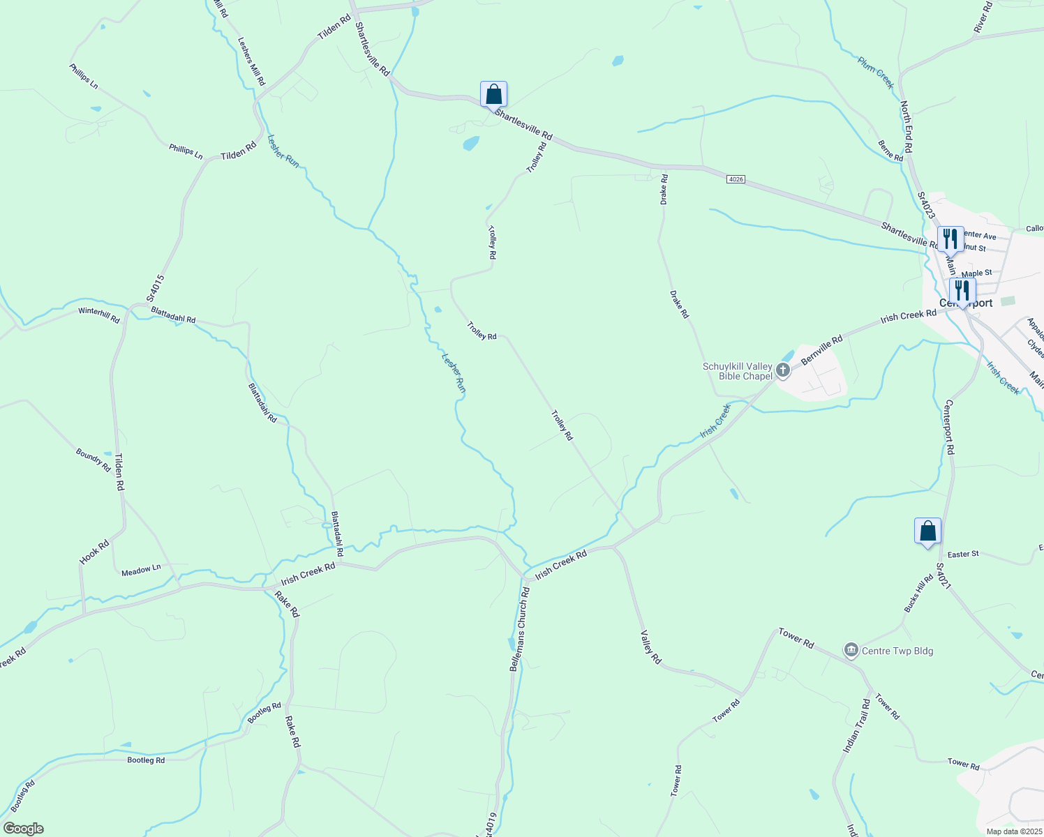 map of restaurants, bars, coffee shops, grocery stores, and more near 1248 Trolley Rd in Mohrsville