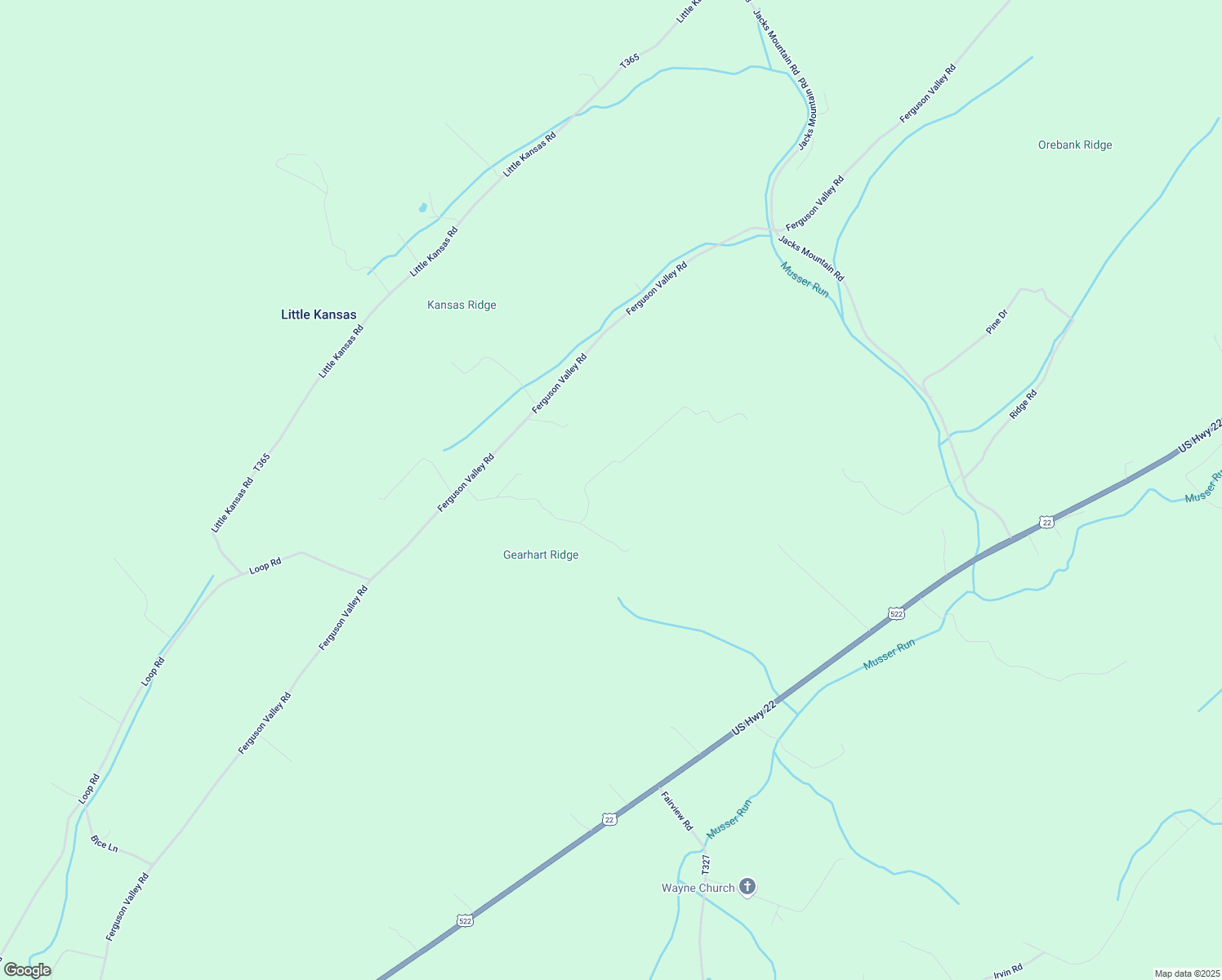 map of restaurants, bars, coffee shops, grocery stores, and more near 45 Stringer Lane in McVeytown