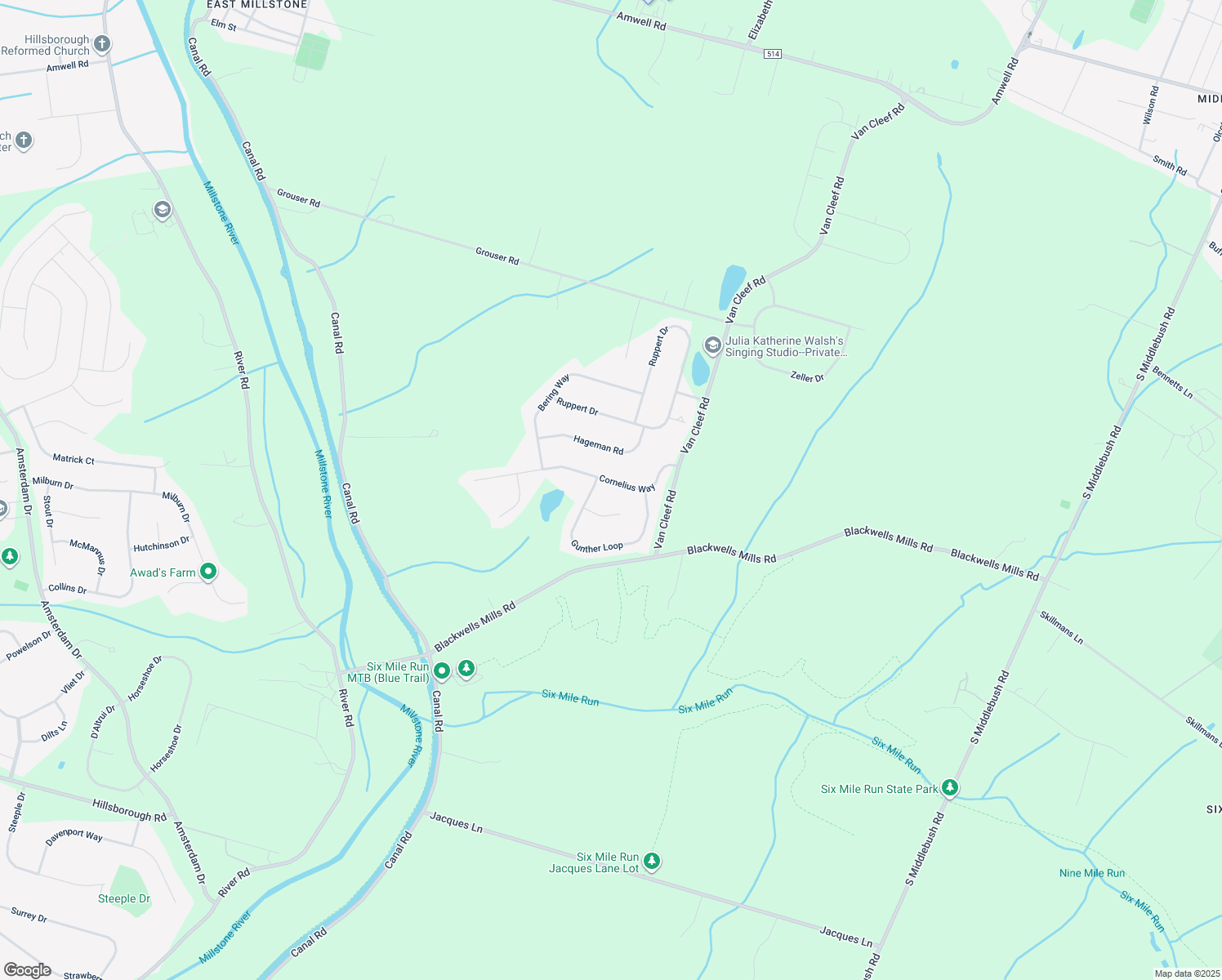 map of restaurants, bars, coffee shops, grocery stores, and more near 13 Cornelius Way in Franklin Township