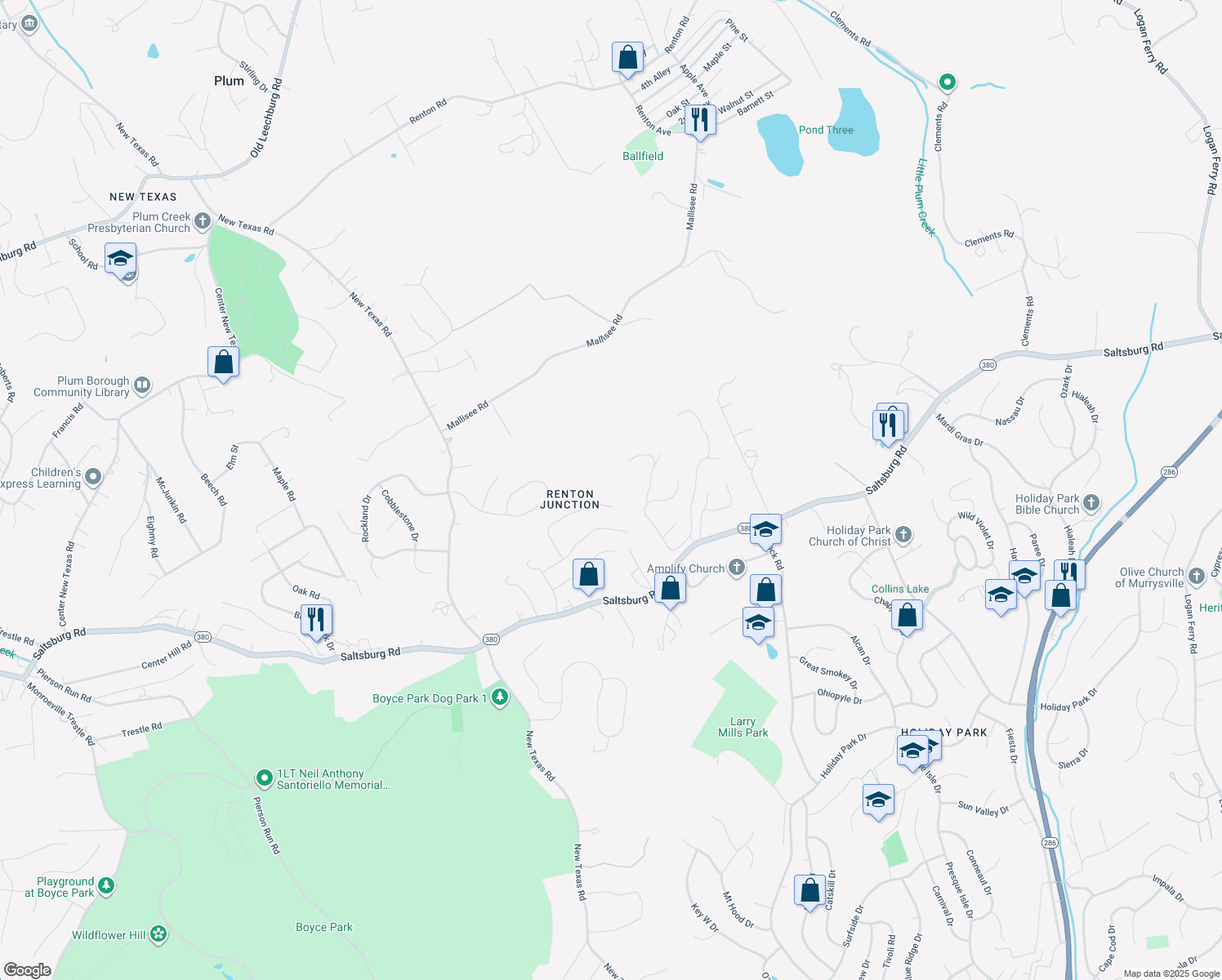map of restaurants, bars, coffee shops, grocery stores, and more near 275 Red Oak Drive in Pittsburgh