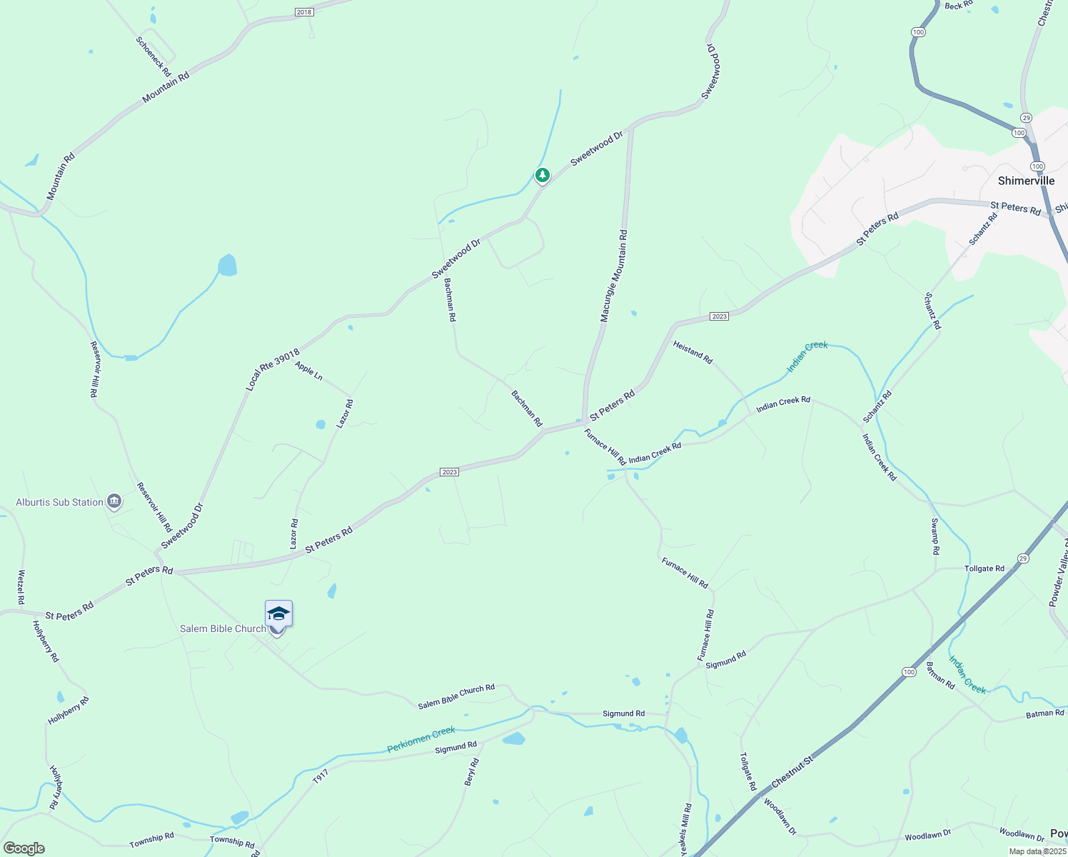 map of restaurants, bars, coffee shops, grocery stores, and more near 5374 Bachman Rd in Macungie