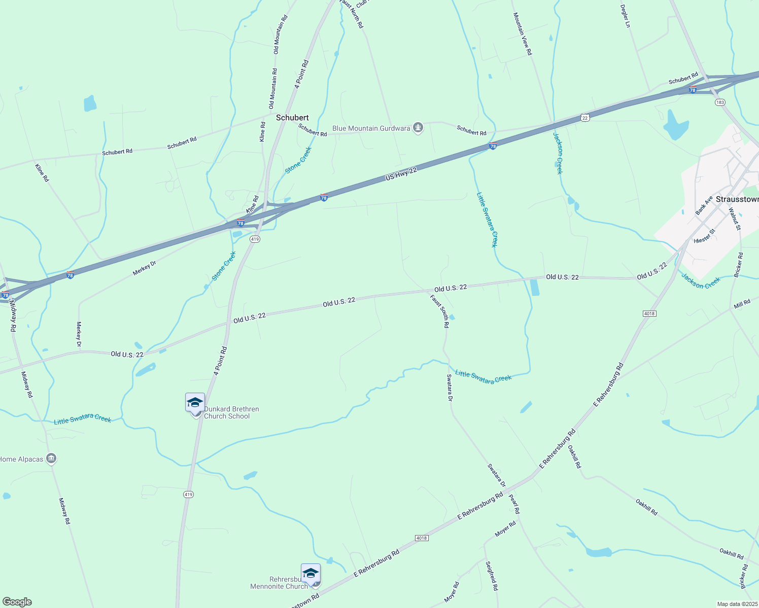 map of restaurants, bars, coffee shops, grocery stores, and more near 8435 Old U.S. 22 in Bethel