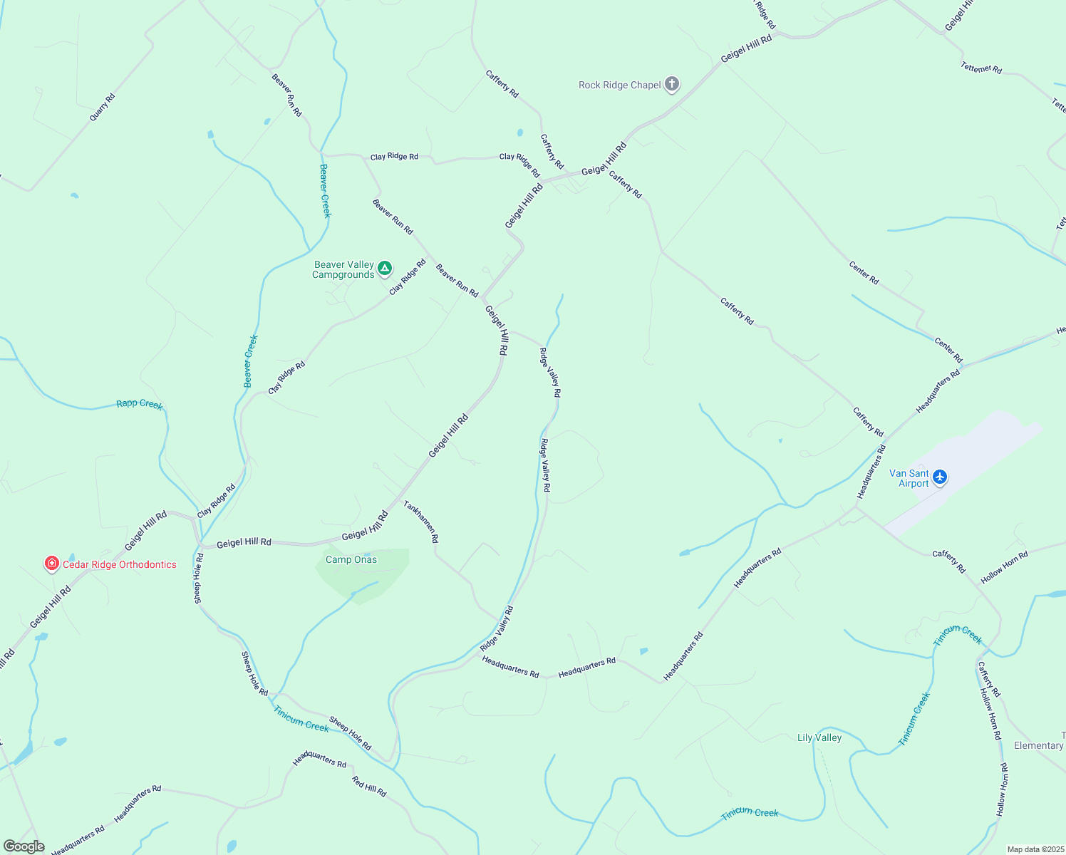 map of restaurants, bars, coffee shops, grocery stores, and more near 25 Ridge Valley Road in Ottsville