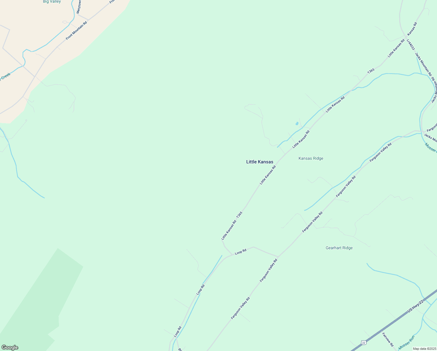 map of restaurants, bars, coffee shops, grocery stores, and more near 245 Little Kansas Road in McVeytown