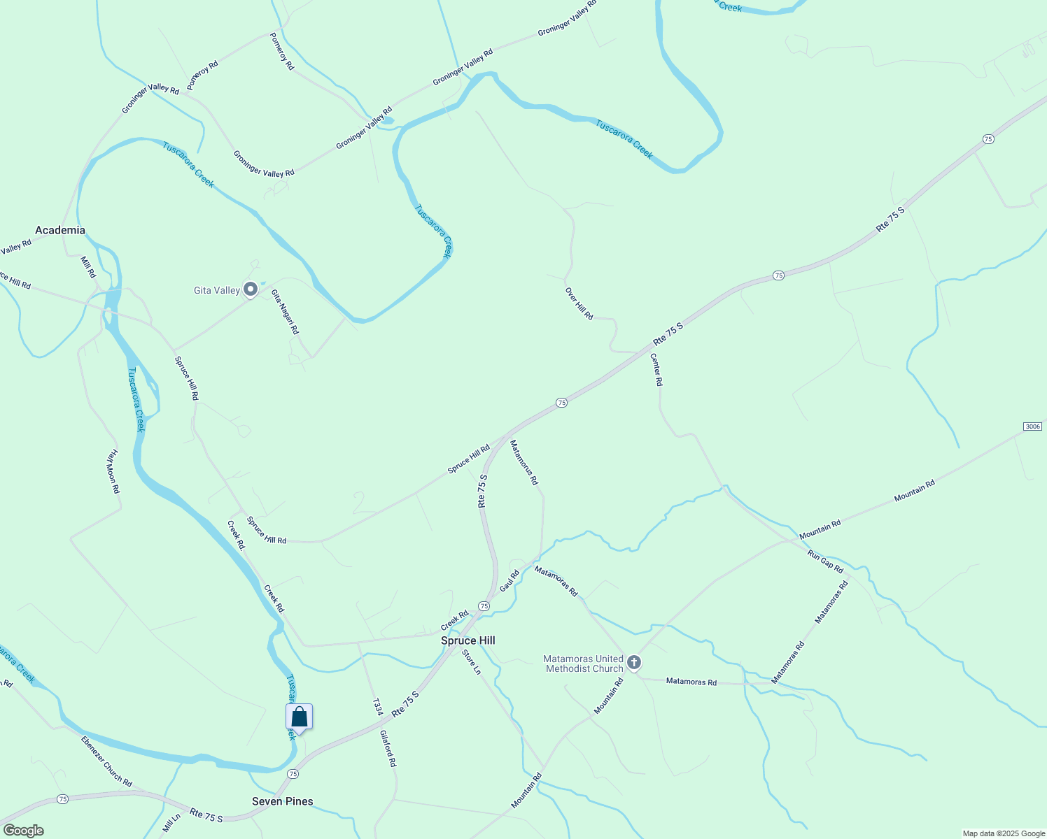 map of restaurants, bars, coffee shops, grocery stores, and more near 21935 Pennsylvania 75 in Port Royal