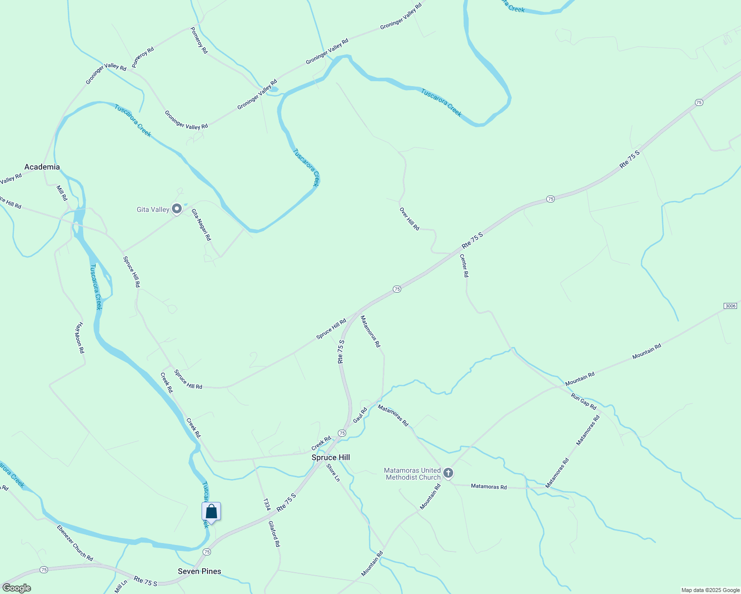 map of restaurants, bars, coffee shops, grocery stores, and more near 21935 Pennsylvania 75 in Port Royal