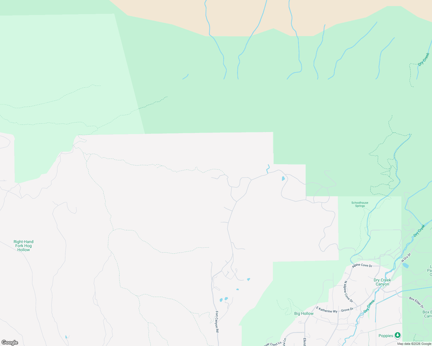 map of restaurants, bars, coffee shops, grocery stores, and more near 2631 North Mountain Park Road in Alpine