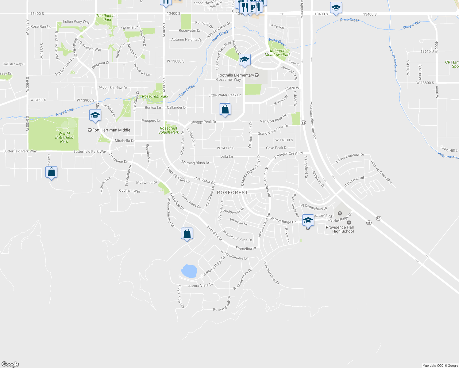 map of restaurants, bars, coffee shops, grocery stores, and more near 14381 Fair Hope Circle in Herriman