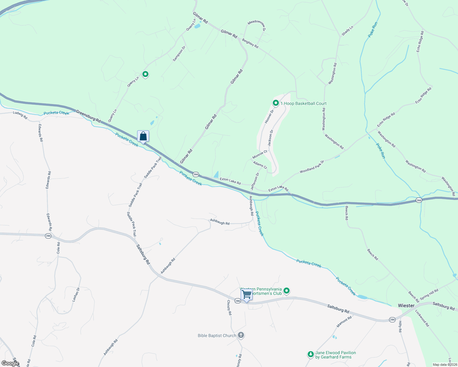 map of restaurants, bars, coffee shops, grocery stores, and more near 5244 Greensburg Road in Apollo