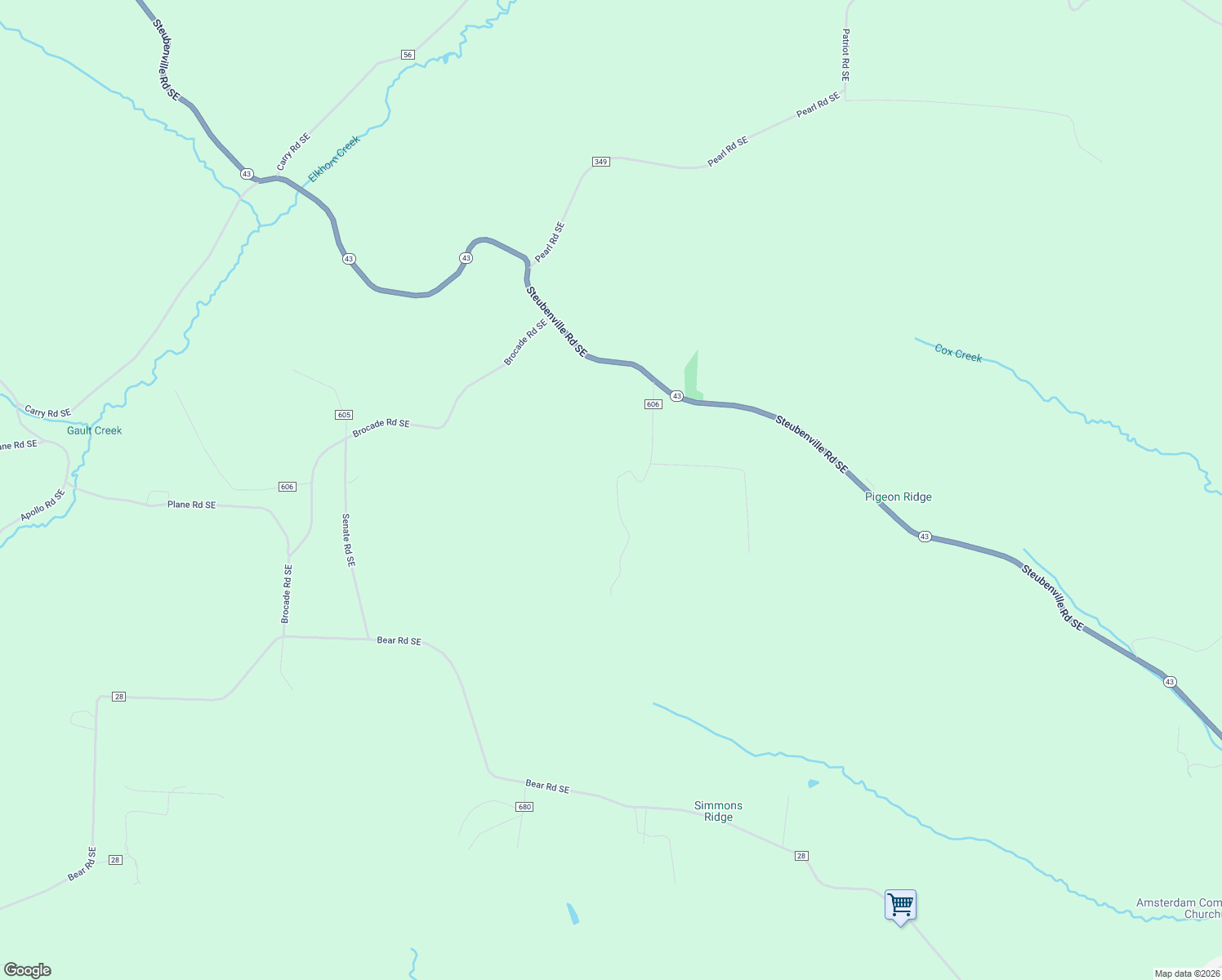 map of restaurants, bars, coffee shops, grocery stores, and more near 5179 Senlac Road Southeast in Amsterdam