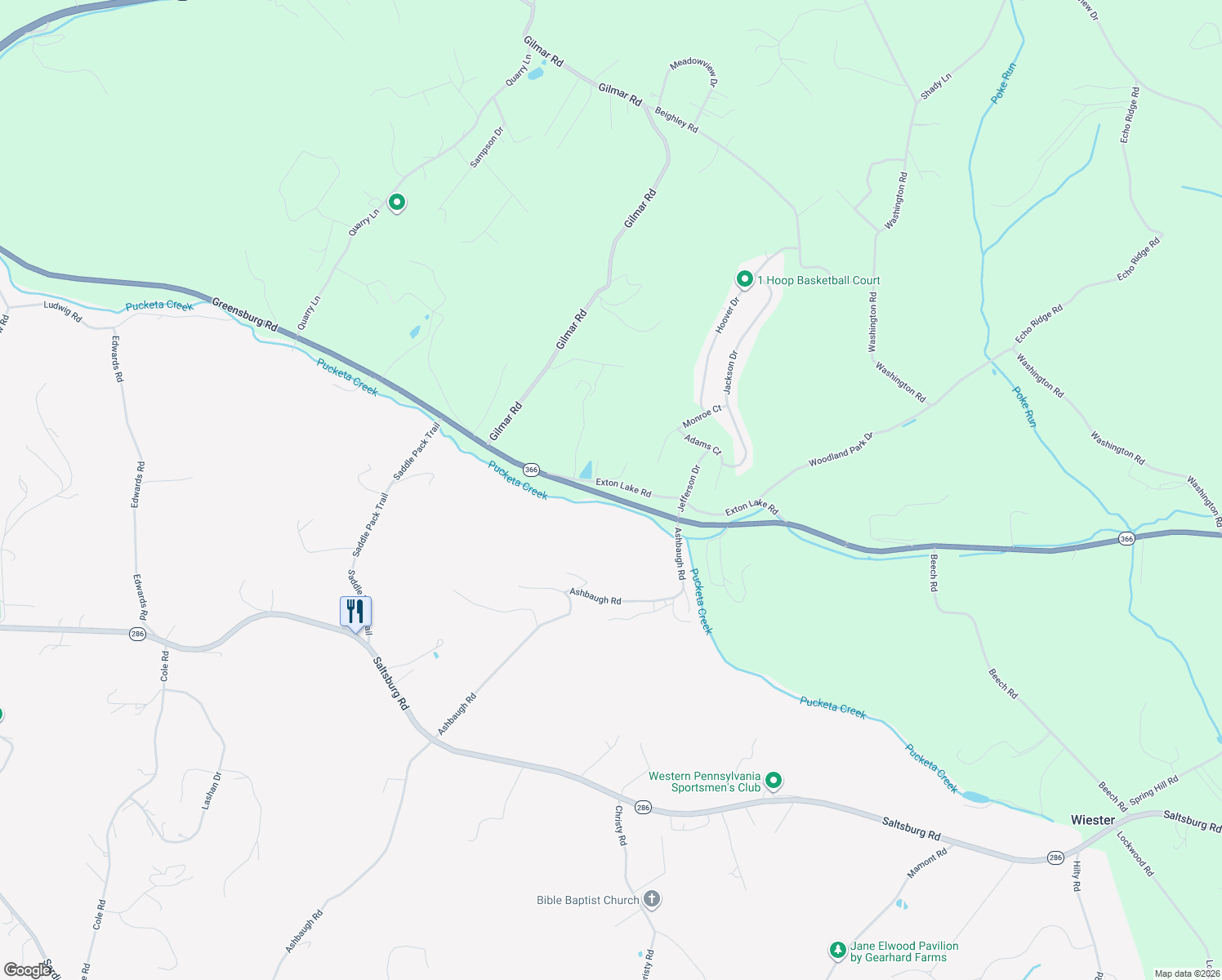 map of restaurants, bars, coffee shops, grocery stores, and more near 5244 Greensburg Road in Apollo