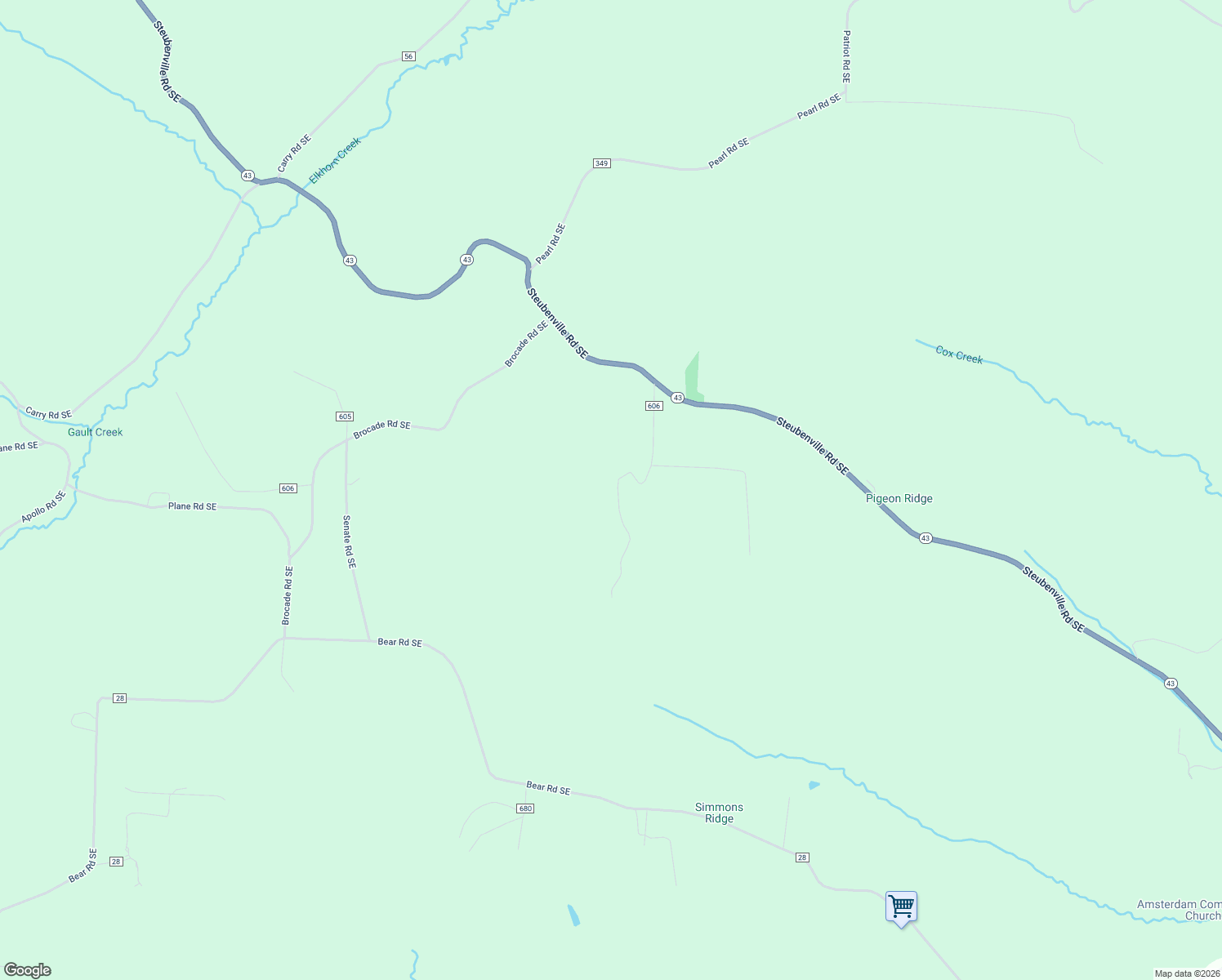 map of restaurants, bars, coffee shops, grocery stores, and more near 5179 Senlac Road Southeast in Amsterdam