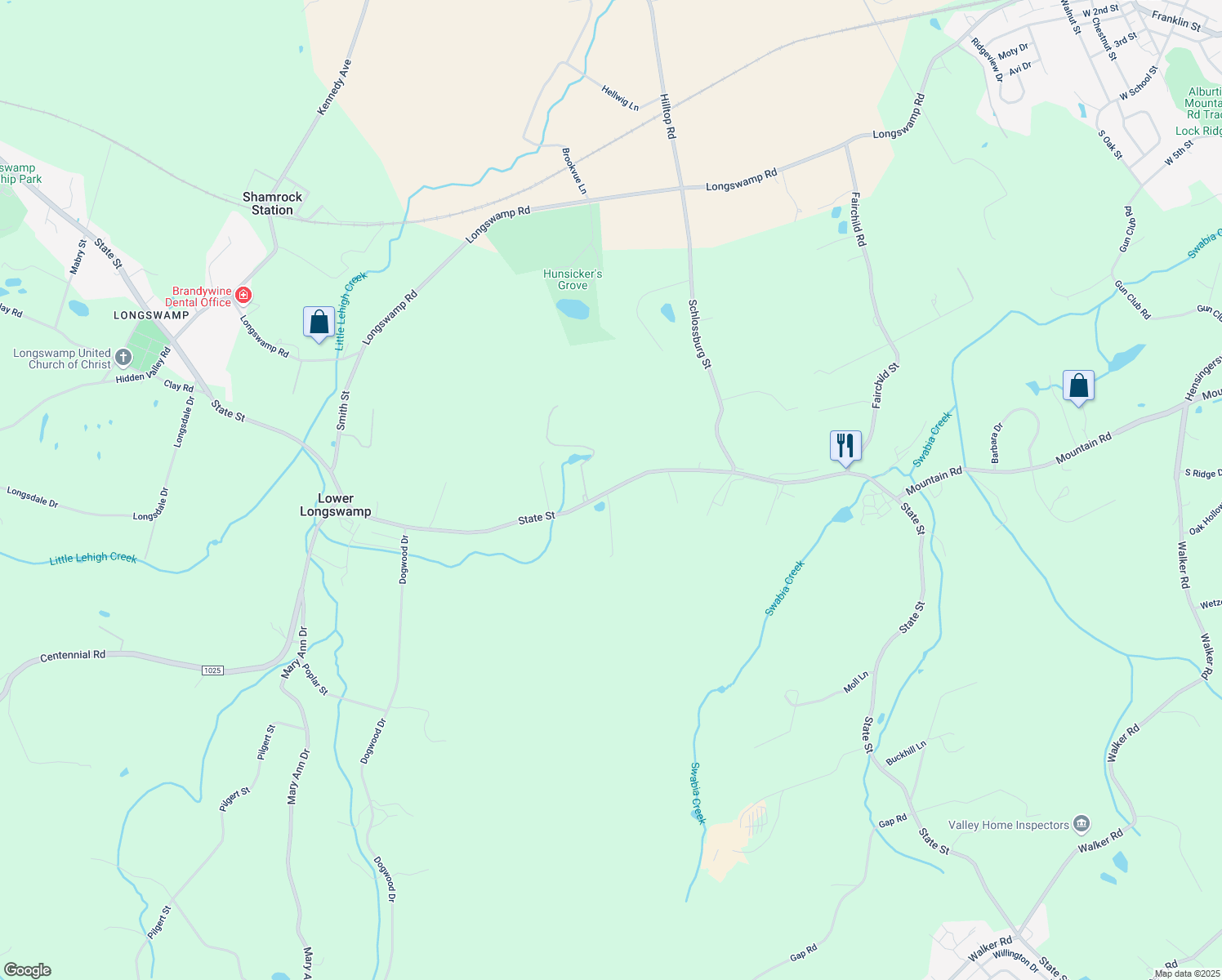 map of restaurants, bars, coffee shops, grocery stores, and more near 1942 State St in Alburtis