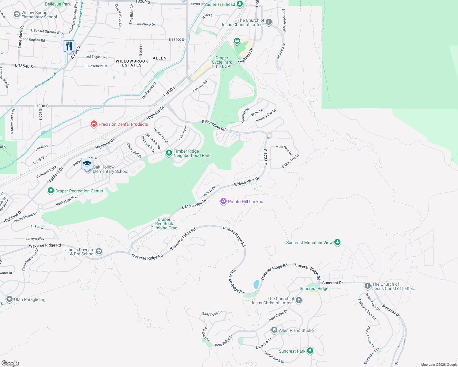 map of restaurants, bars, coffee shops, grocery stores, and more near 1536 Lantern Ln in Draper