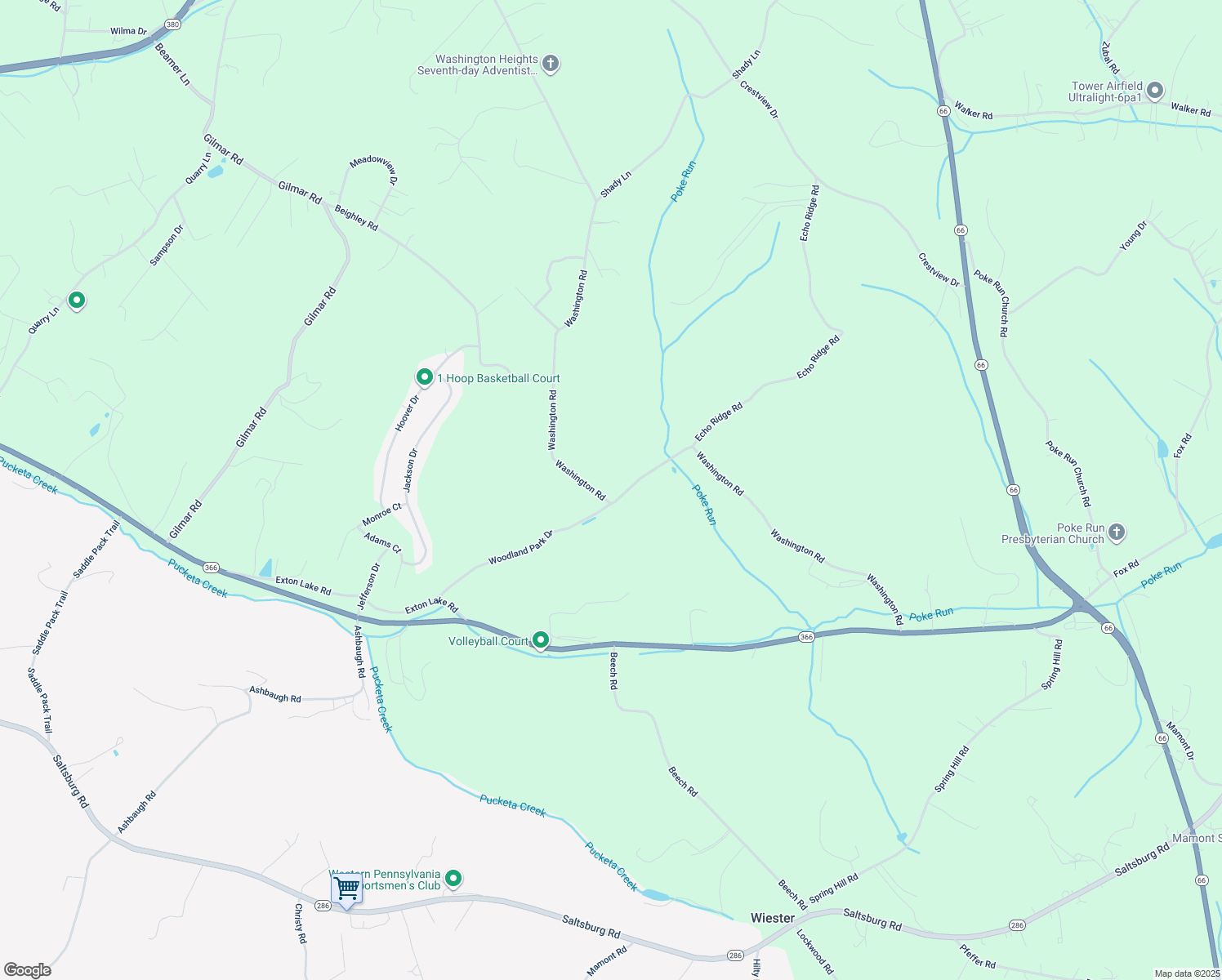 map of restaurants, bars, coffee shops, grocery stores, and more near 1881 Washington Road in Apollo