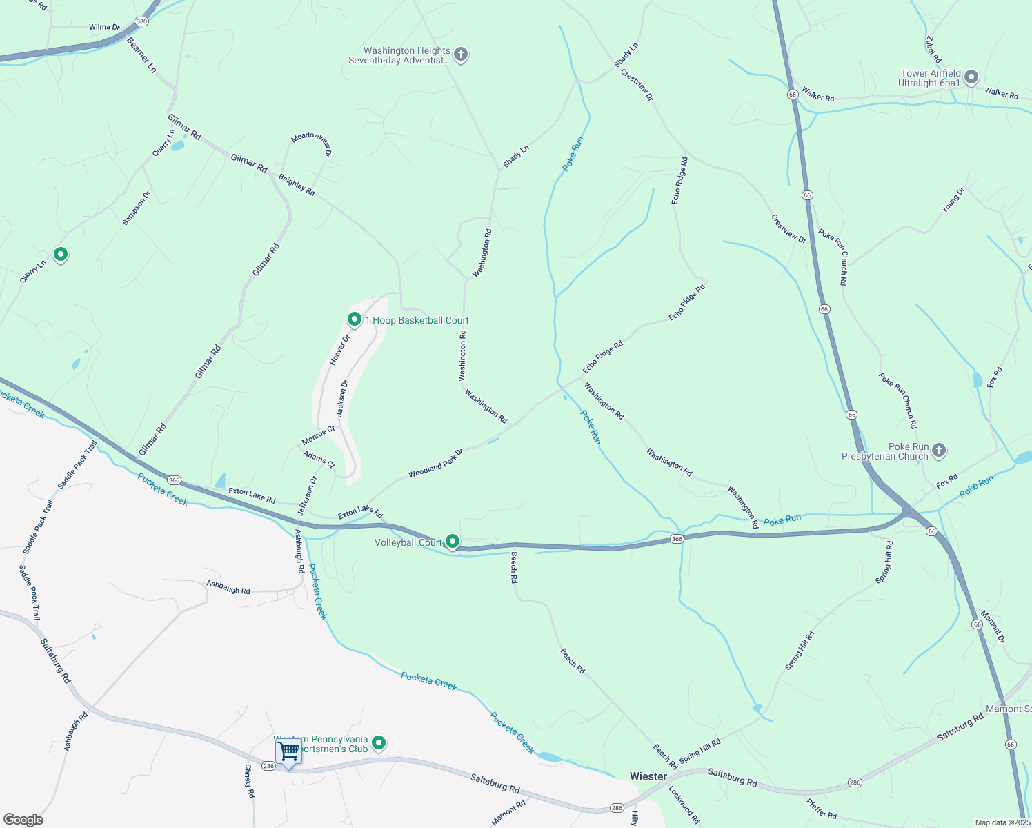 map of restaurants, bars, coffee shops, grocery stores, and more near 1881 Washington Road in Apollo