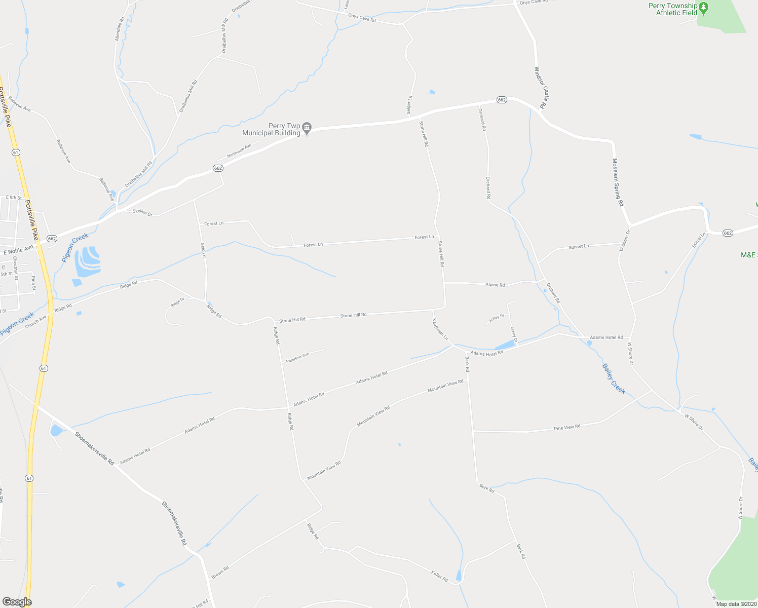 map of restaurants, bars, coffee shops, grocery stores, and more near 604 Stone Hill Road in Shoemakersville