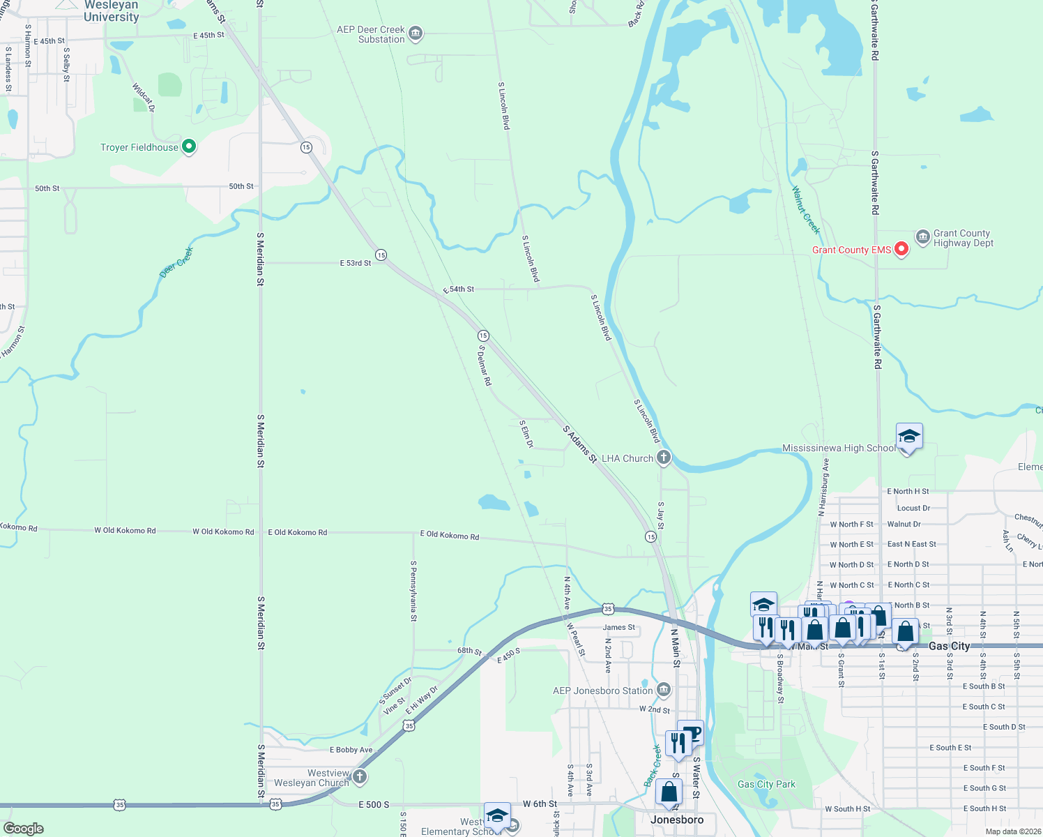 map of restaurants, bars, coffee shops, grocery stores, and more near 1399 60th Street in Marion