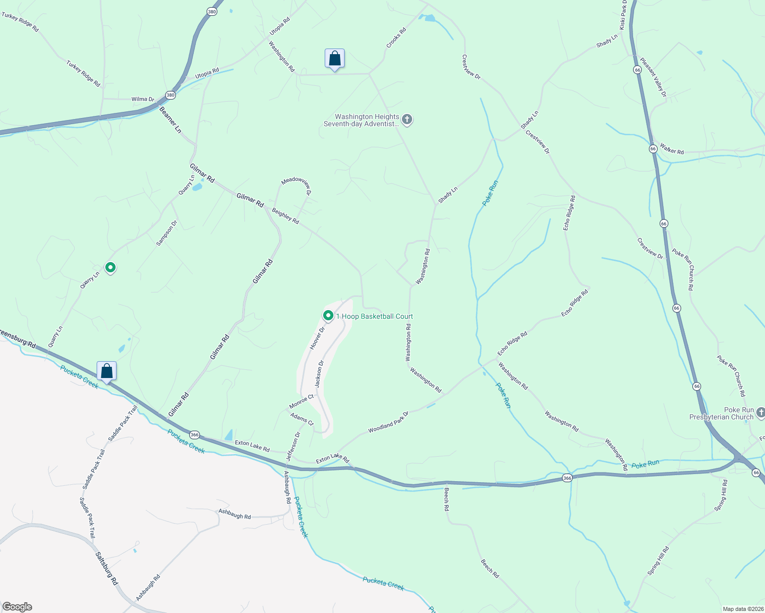 map of restaurants, bars, coffee shops, grocery stores, and more near 1611 Beighley Road in Apollo