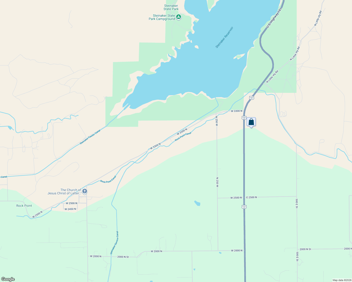 map of restaurants, bars, coffee shops, grocery stores, and more near 3257 North 700 West in Vernal