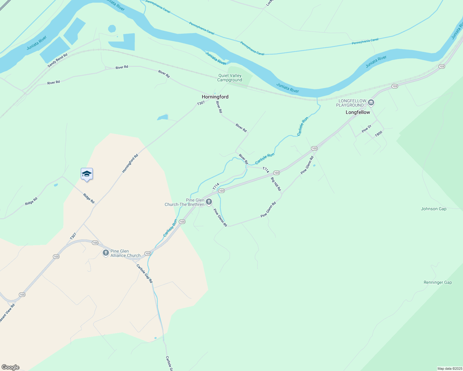 map of restaurants, bars, coffee shops, grocery stores, and more near 1605 Pennsylvania 103 in Lewistown