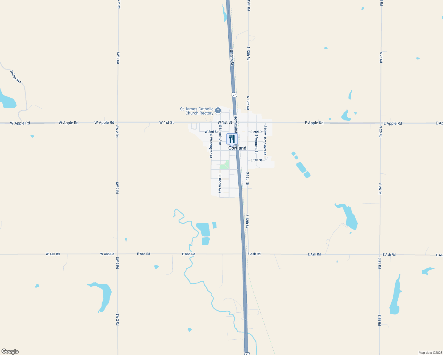 map of restaurants, bars, coffee shops, grocery stores, and more near 350 West 7th Street in Cortland