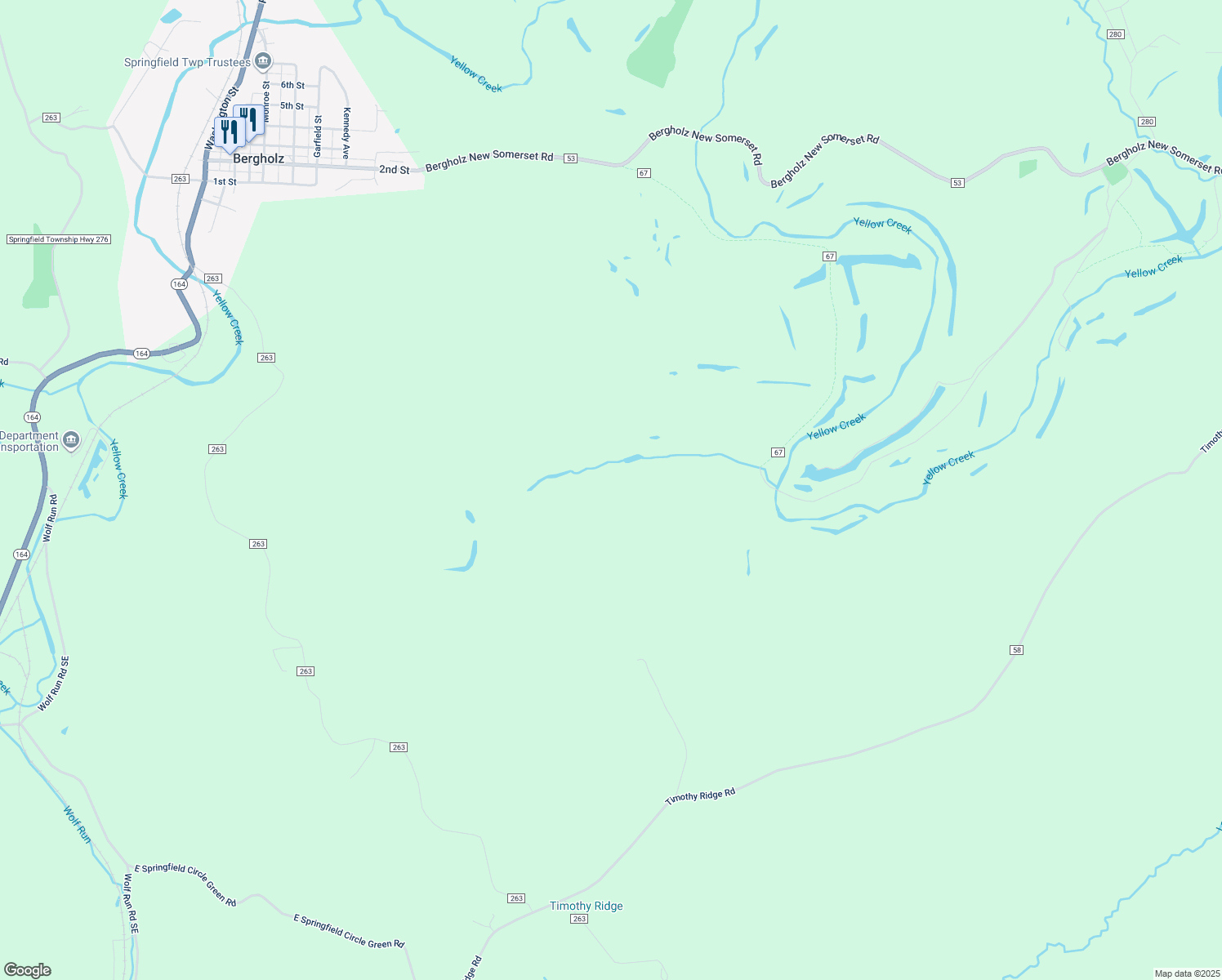 map of restaurants, bars, coffee shops, grocery stores, and more near in Bergholz