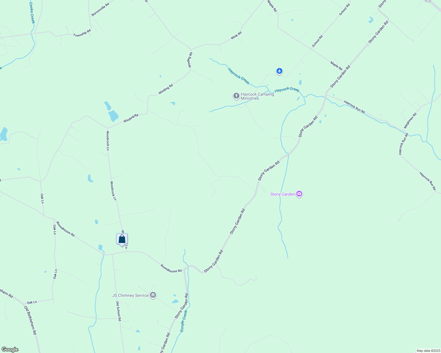 map of restaurants, bars, coffee shops, grocery stores, and more near 1323 Reed Lane in Kintnersville