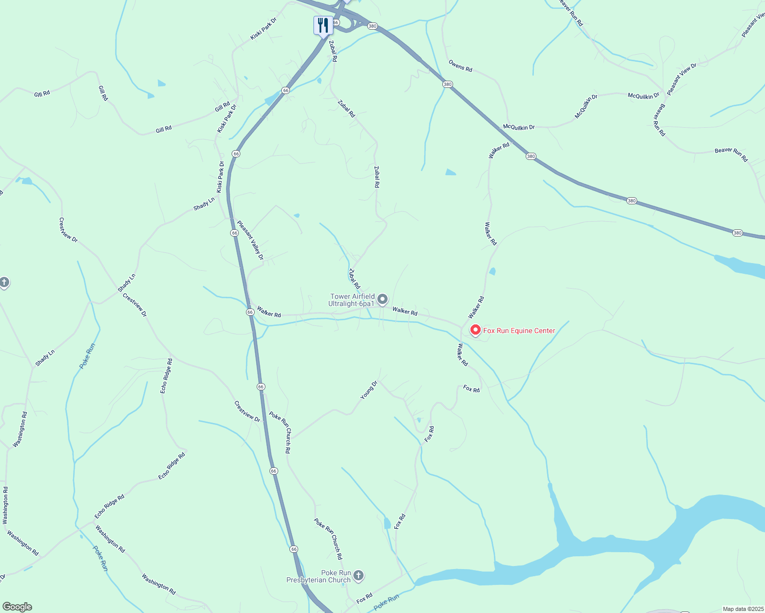 map of restaurants, bars, coffee shops, grocery stores, and more near Walker Road in Apollo