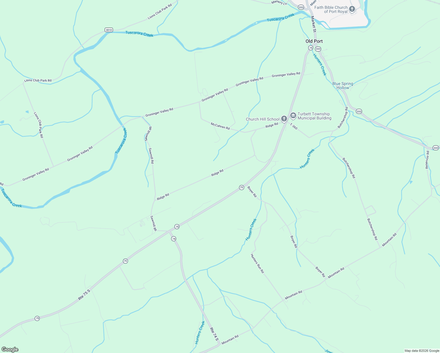 map of restaurants, bars, coffee shops, grocery stores, and more near 524 Ridge Road in Port Royal