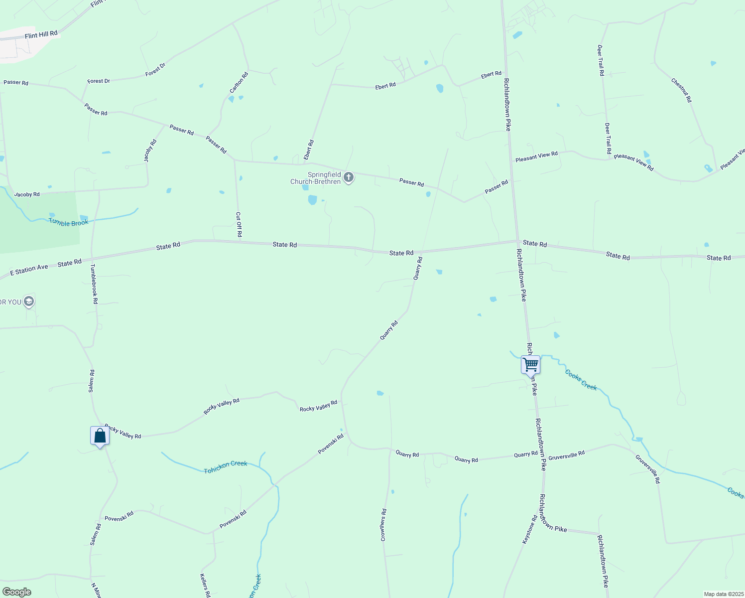 map of restaurants, bars, coffee shops, grocery stores, and more near 2224 Quarry Road in Coopersburg