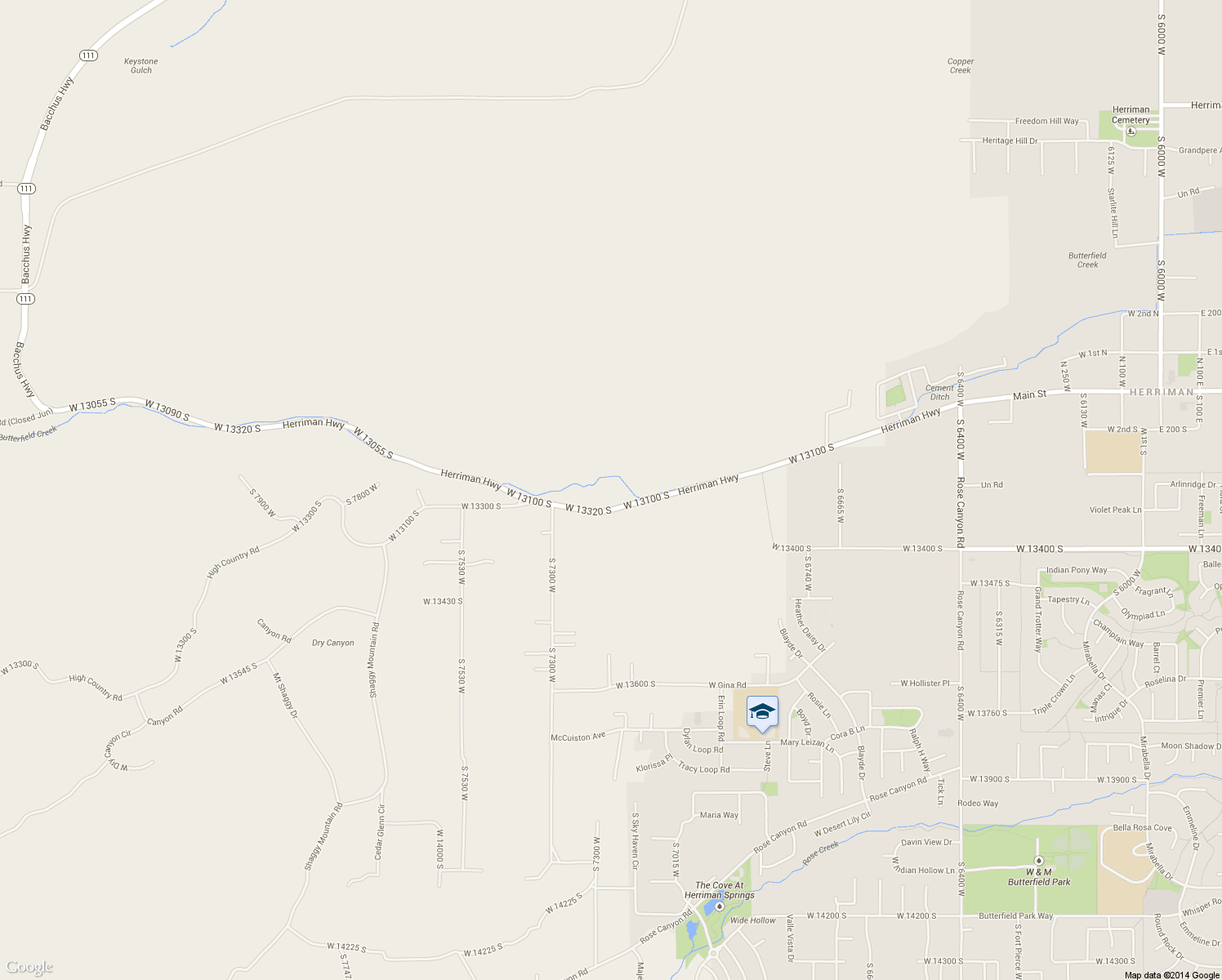 map of restaurants, bars, coffee shops, grocery stores, and more near 7198 West 13090 South in Herriman