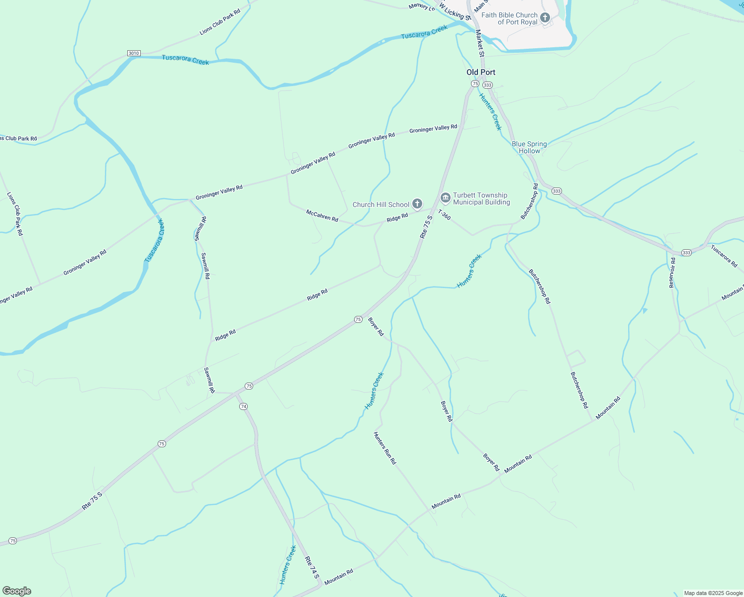 map of restaurants, bars, coffee shops, grocery stores, and more near 24923 Pennsylvania 75 in Port Royal