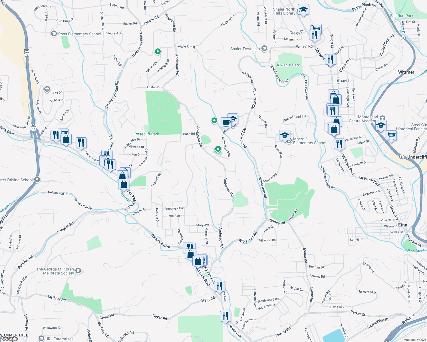 map of restaurants, bars, coffee shops, grocery stores, and more near 88 Westminster Place in Pittsburgh