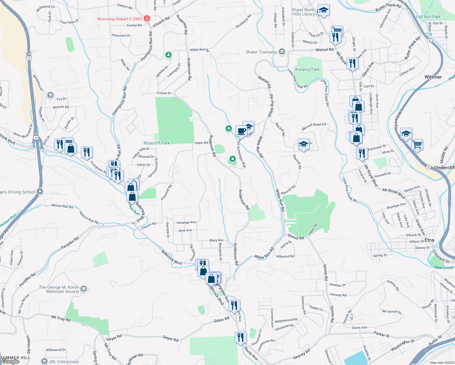 map of restaurants, bars, coffee shops, grocery stores, and more near 88 Westminster Place in Pittsburgh