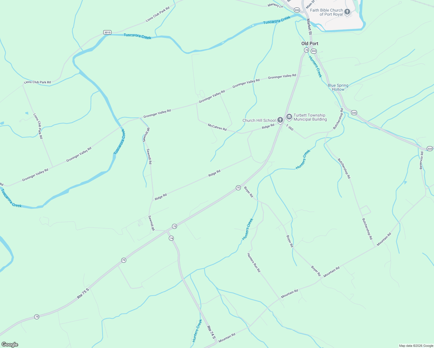 map of restaurants, bars, coffee shops, grocery stores, and more near 524 Ridge Road in Port Royal