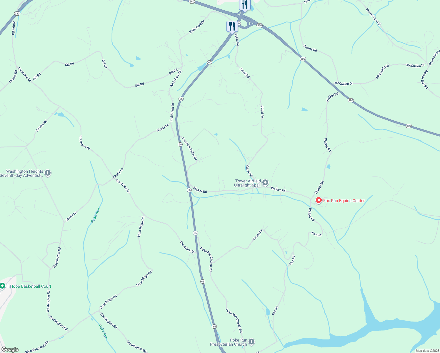 map of restaurants, bars, coffee shops, grocery stores, and more near 139 Walker Road in Apollo