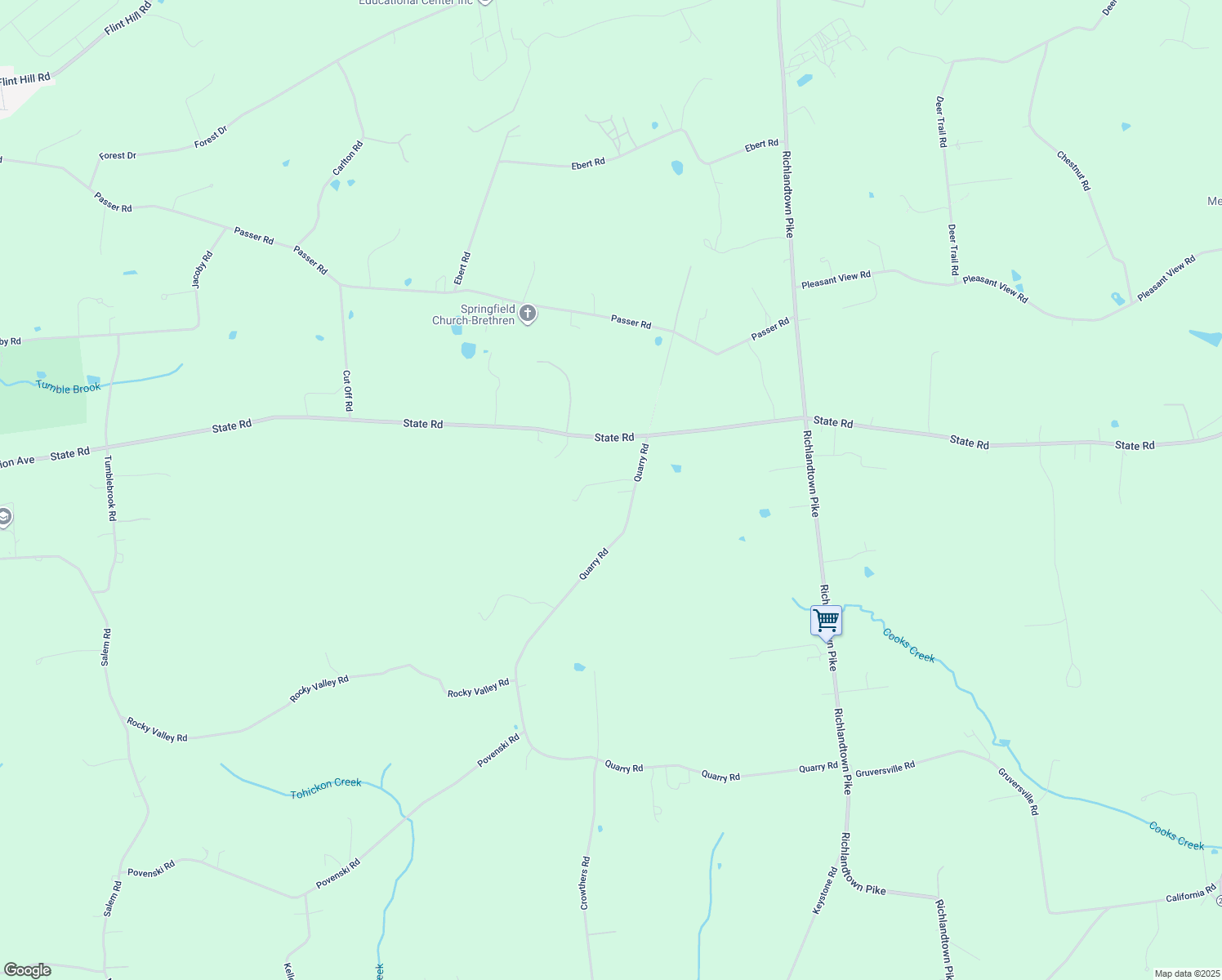 map of restaurants, bars, coffee shops, grocery stores, and more near 2224 Quarry Road in Coopersburg