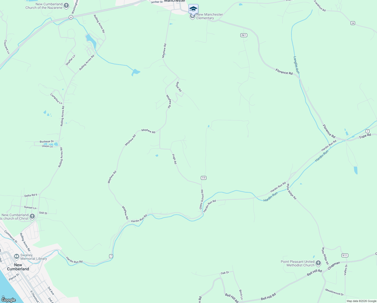 map of restaurants, bars, coffee shops, grocery stores, and more near 166 Tasha Drive in New Cumberland