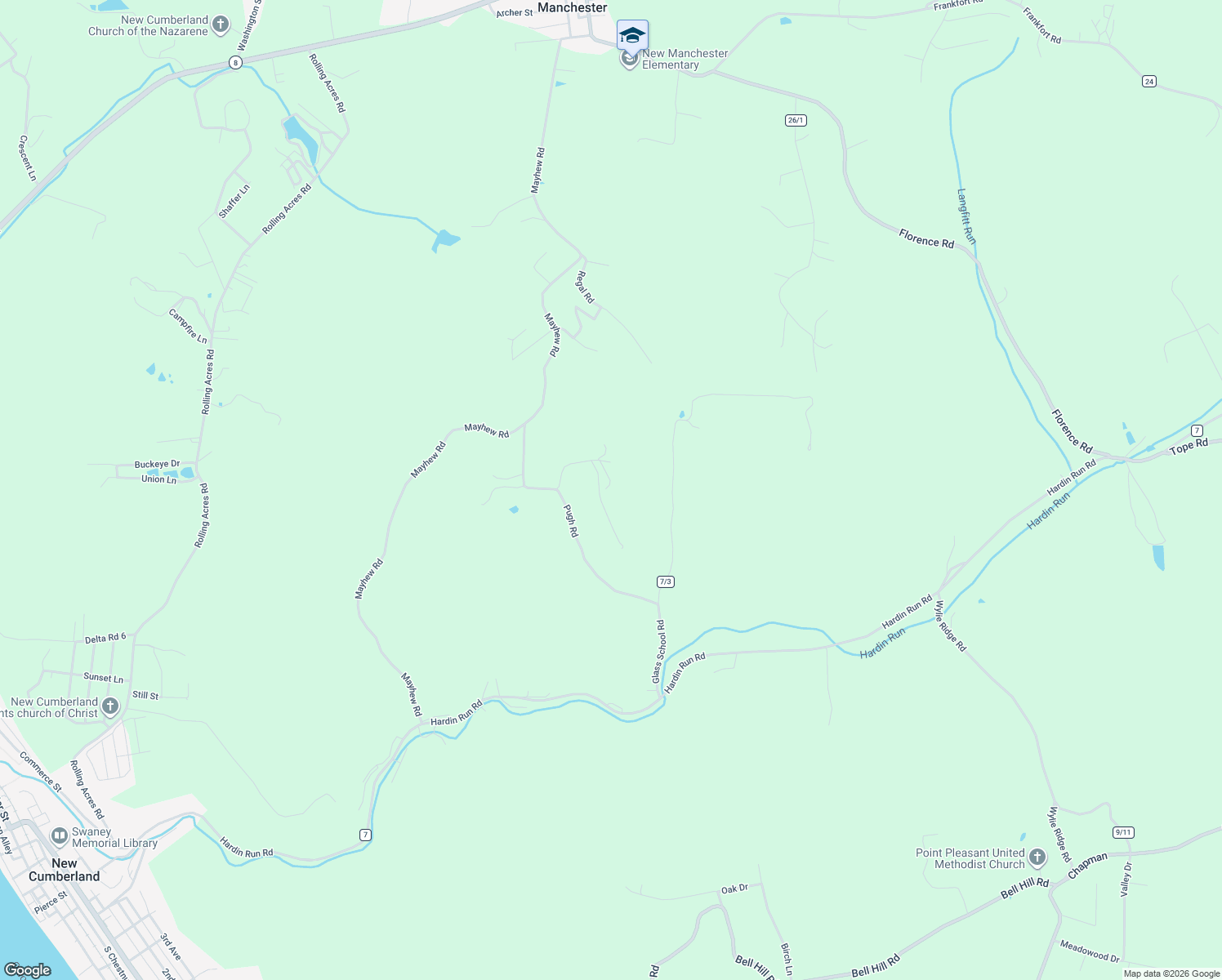 map of restaurants, bars, coffee shops, grocery stores, and more near 166 Tasha Drive in New Cumberland