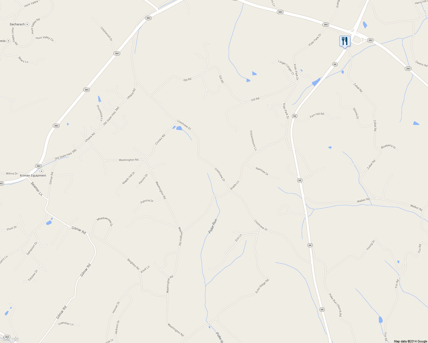 map of restaurants, bars, coffee shops, grocery stores, and more near 1560 Crestview Drive in Apollo